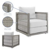 Aura Gray/White Rattan Outdoor Patio Armchair - Ornate Home