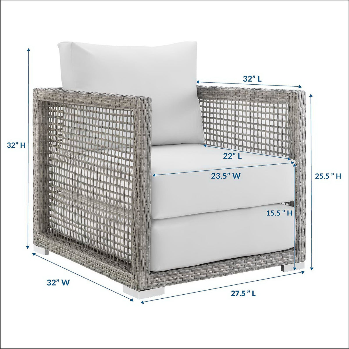 Aura Gray/White Rattan Outdoor Patio Armchair - Ornate Home