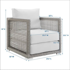 Aura Gray/White Rattan Outdoor Patio Armchair - Ornate Home
