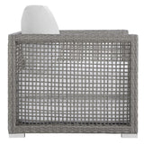 Aura Gray/White Rattan Outdoor Patio Armchair - Ornate Home