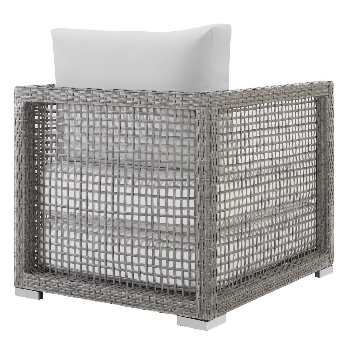 Aura Gray/White Rattan Outdoor Patio Armchair - Ornate Home