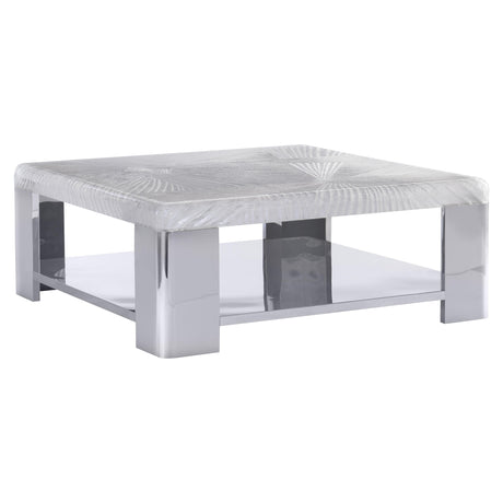 Aura Patterned Acrylic/Polished Stainless Steel Cocktail Table - Ornate Home