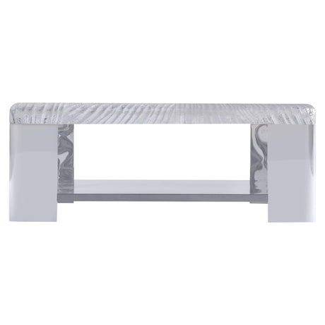 Aura Patterned Acrylic/Polished Stainless Steel Cocktail Table - Ornate Home