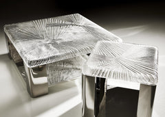 Aura Patterned Acrylic/Polished Stainless Steel Cocktail Table - Ornate Home