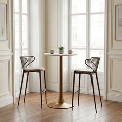 Auray White & Gold Bar Table - Ornate Home