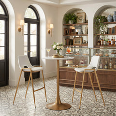 Auray White & Gold Bar Table - Ornate Home