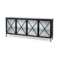 Aurelia Black/White Metal Four Door Glass Cabinet - Ornate Home