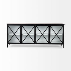 Aurelia Black/White Metal Four Door Glass Cabinet - Ornate Home