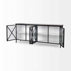 Aurelia Black/White Metal Four Door Glass Cabinet - Ornate Home