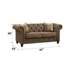 Aurelia Linen Stationary Loveseat w/2 Pillows - Ornate Home
