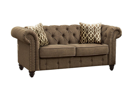 Aurelia Linen Stationary Loveseat w/2 Pillows - Ornate Home