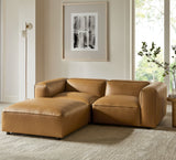 Auren Camel 3-Piece Upholstered Vegan Leather Modular Loveseat with Ottoman - Ornate Home