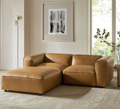 Auren Camel 3-Piece Upholstered Vegan Leather Modular Loveseat with Ottoman - Ornate Home
