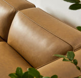 Auren Camel 3-Piece Upholstered Vegan Leather Modular Loveseat with Ottoman - Ornate Home