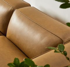 Auren Camel 3-Piece Upholstered Vegan Leather Modular Loveseat with Ottoman - Ornate Home