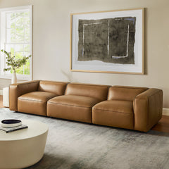 Auren Camel 3-Piece Upholstered Vegan Leather Modular Sofa - Ornate Home