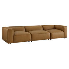 Auren Camel 3-Piece Upholstered Vegan Leather Modular Sofa - Ornate Home