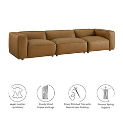 Auren Camel 3-Piece Upholstered Vegan Leather Modular Sofa - Ornate Home