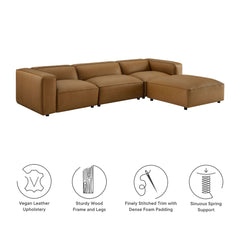 Auren Camel 4-Piece Vegan Leather Modular Sofa Set - Ornate Home