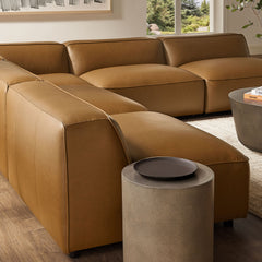 Auren Camel 5-Piece Upholstered Armless L-Shaped Vegan Leather Modular Sofa - Ornate Home