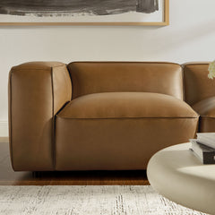 Auren Camel 5-Piece Upholstered Vegan Leather Modular L-Shaped Sofa - Ornate Home