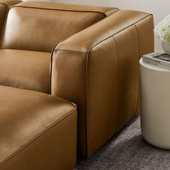 Auren Camel 5-Piece Upholstered Vegan Leather Modular U-Shaped Sofa - Ornate Home