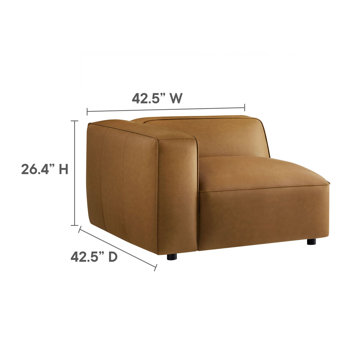 Auren Camel 5-Piece Upholstered Vegan Leather Modular U-Shaped Sofa - Ornate Home