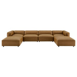 Auren Camel 6-Piece Upholstered Vegan Leather Modular Sofa - Ornate Home