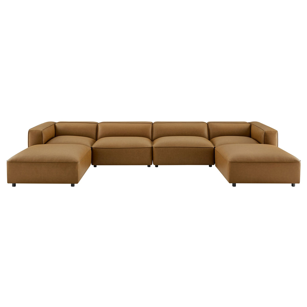 Auren Camel 6-Piece Upholstered Vegan Leather Modular Sofa - Ornate Home