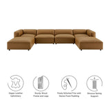 Auren Camel 6-Piece Upholstered Vegan Leather Modular Sofa - Ornate Home