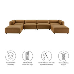 Auren Camel 6-Piece Upholstered Vegan Leather Modular Sofa - Ornate Home