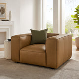 Auren Camel Upholstered Vegan Leather Modular Armchair - Ornate Home