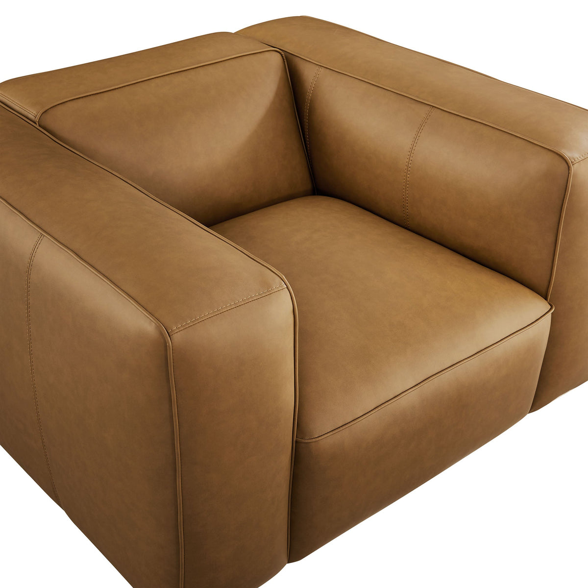 Auren Camel Upholstered Vegan Leather Modular Armchair - Ornate Home