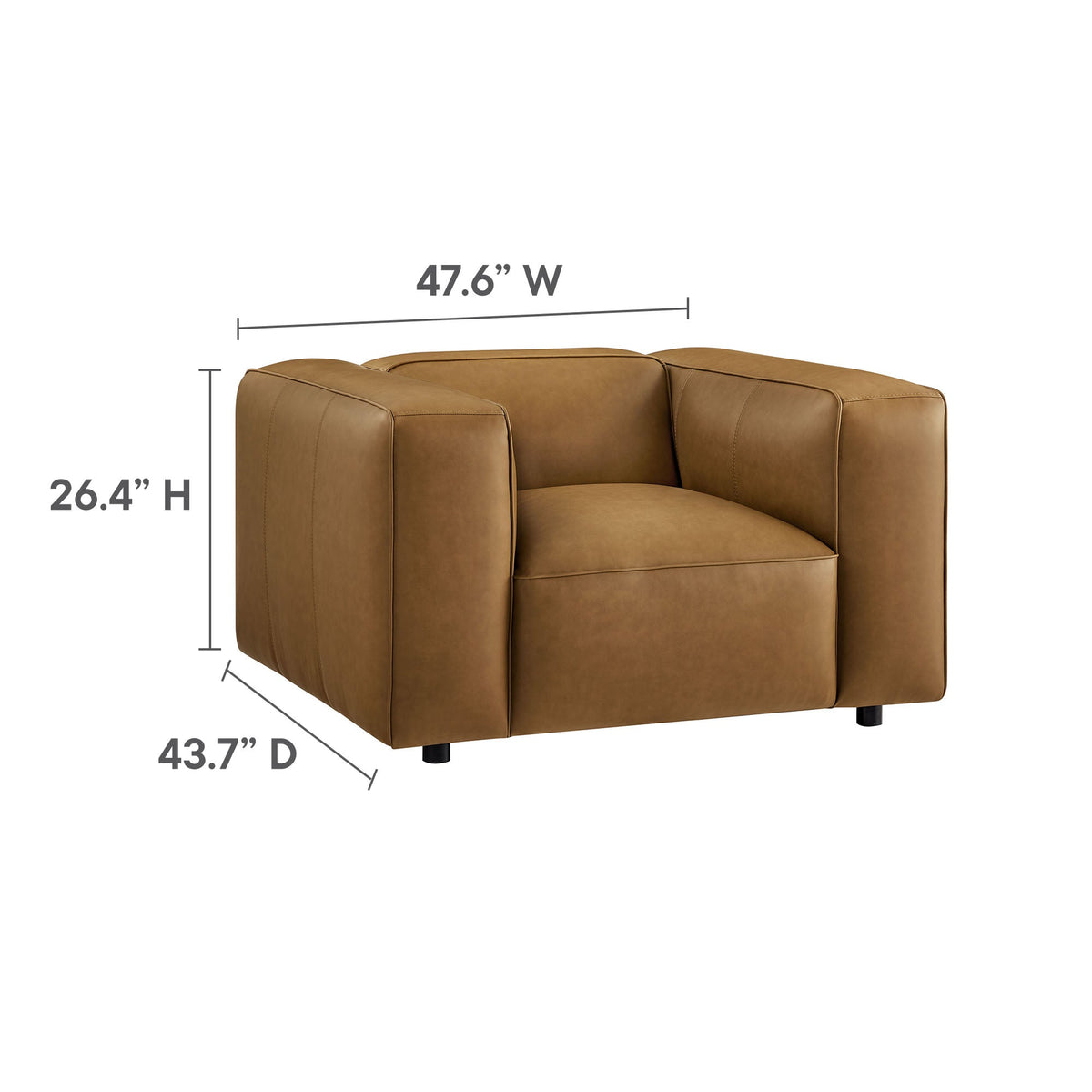 Auren Camel Upholstered Vegan Leather Modular Armchair - Ornate Home
