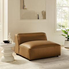 Auren Camel Upholstered Vegan Leather Modular Armless Chair - Ornate Home