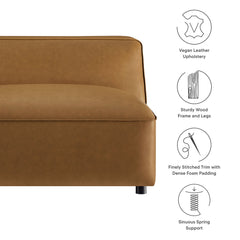 Auren Camel Upholstered Vegan Leather Modular Armless Chair - Ornate Home