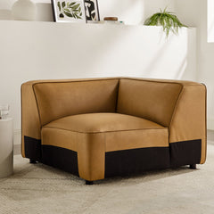 Auren Camel Upholstered Vegan Leather Modular Corner Chair - Ornate Home