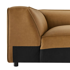 Auren Camel Upholstered Vegan Leather Modular Corner Chair - Ornate Home