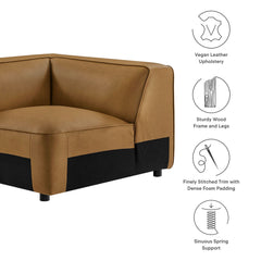 Auren Camel Upholstered Vegan Leather Modular Corner Chair - Ornate Home