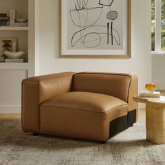 Auren Camel Upholstered Vegan Leather Modular Left Armchair - Ornate Home