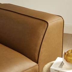Auren Camel Upholstered Vegan Leather Modular Left Armchair - Ornate Home
