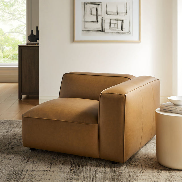 Auren Camel Upholstered Vegan Leather Modular Right Armchair - Ornate Home