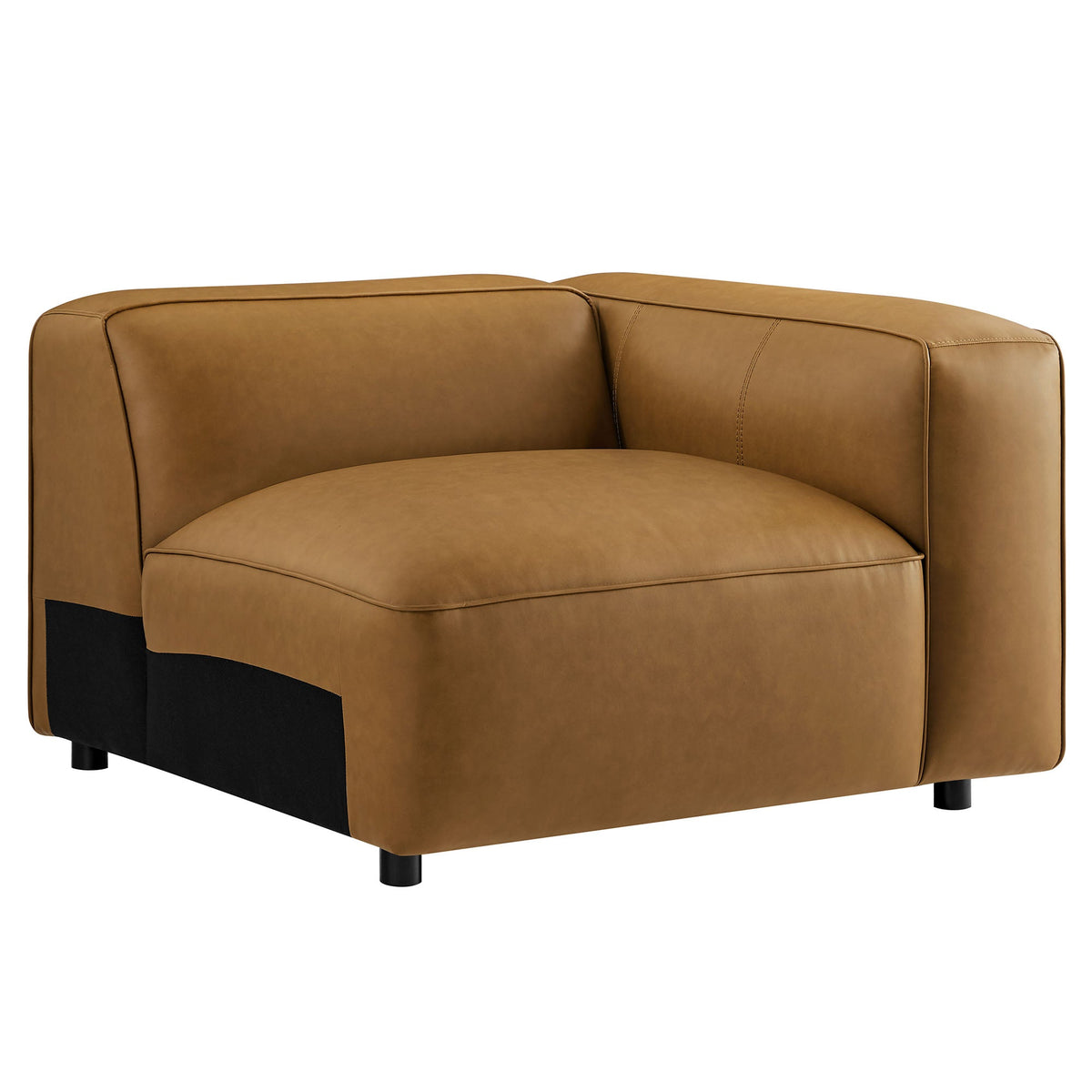 Auren Camel Upholstered Vegan Leather Modular Right Armchair - Ornate Home