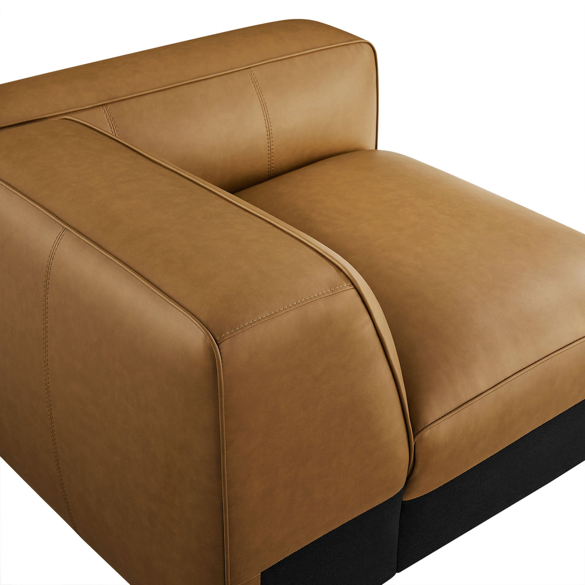 Auren Camel Upholstered Vegan Leather Modular Right Armchair - Ornate Home