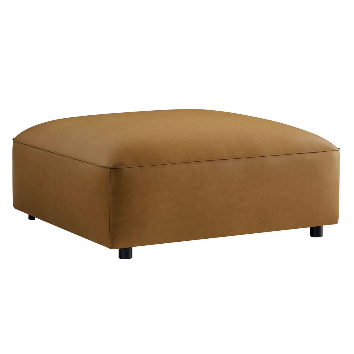 Auren Camel Upholstered Vegan Leather Ottoman - Ornate Home