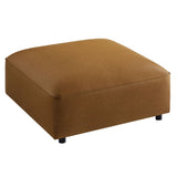 Auren Camel Upholstered Vegan Leather Ottoman - Ornate Home