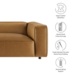 Auren Camel Upholstered Vegan Leather Sofa - Ornate Home