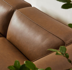 Auren Coffee 3-Piece Upholstered Vegan Leather Modular Loveseat with Ottoman - Ornate Home