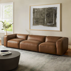 Auren Coffee 3-Piece Upholstered Vegan Leather Modular Sofa - Ornate Home