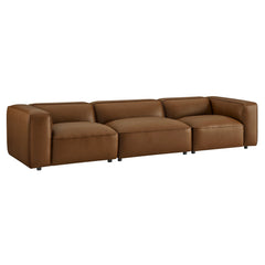 Auren Coffee 3-Piece Upholstered Vegan Leather Modular Sofa - Ornate Home